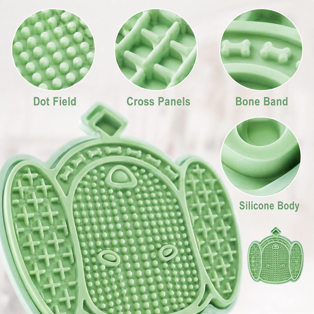 Dog-Face Silicone Lick Mat with Suction Cups for Dogs and Cats