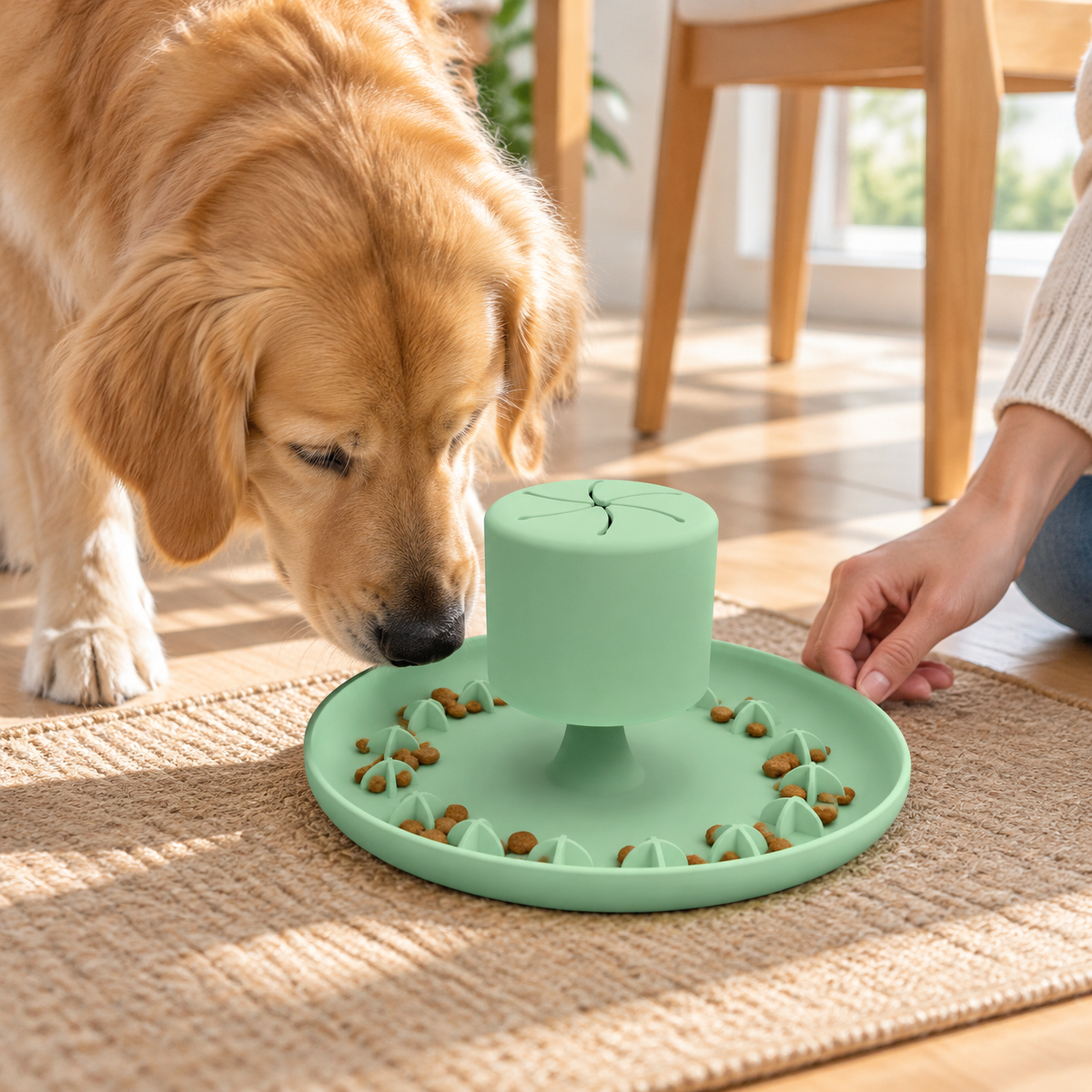 Shake and Dispense Silicone Slow Feeder Dog Toy with Suction Base
