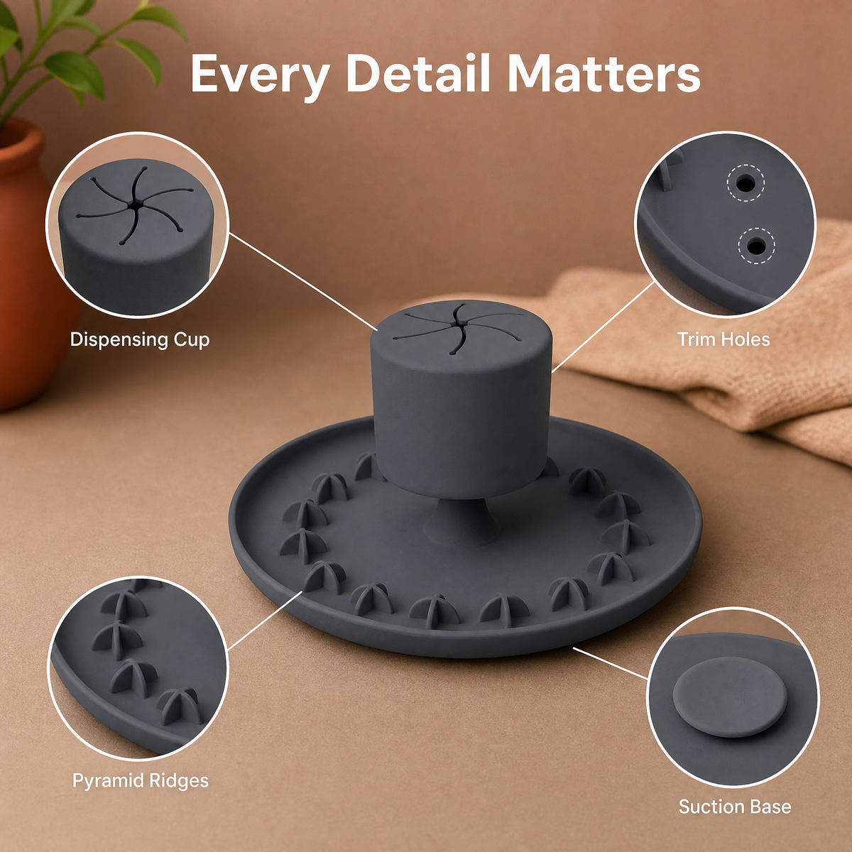 Shake and Dispense Silicone Slow Feeder Dog Toy with Suction Base