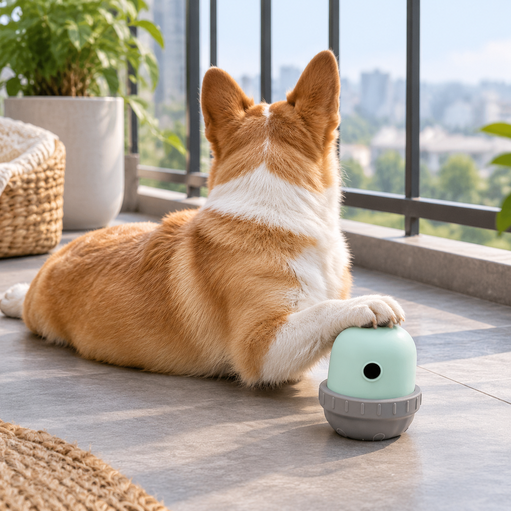 Juguete dispensador de premios de silicona con tapa de rosca para perros, para alimentación lenta y juego