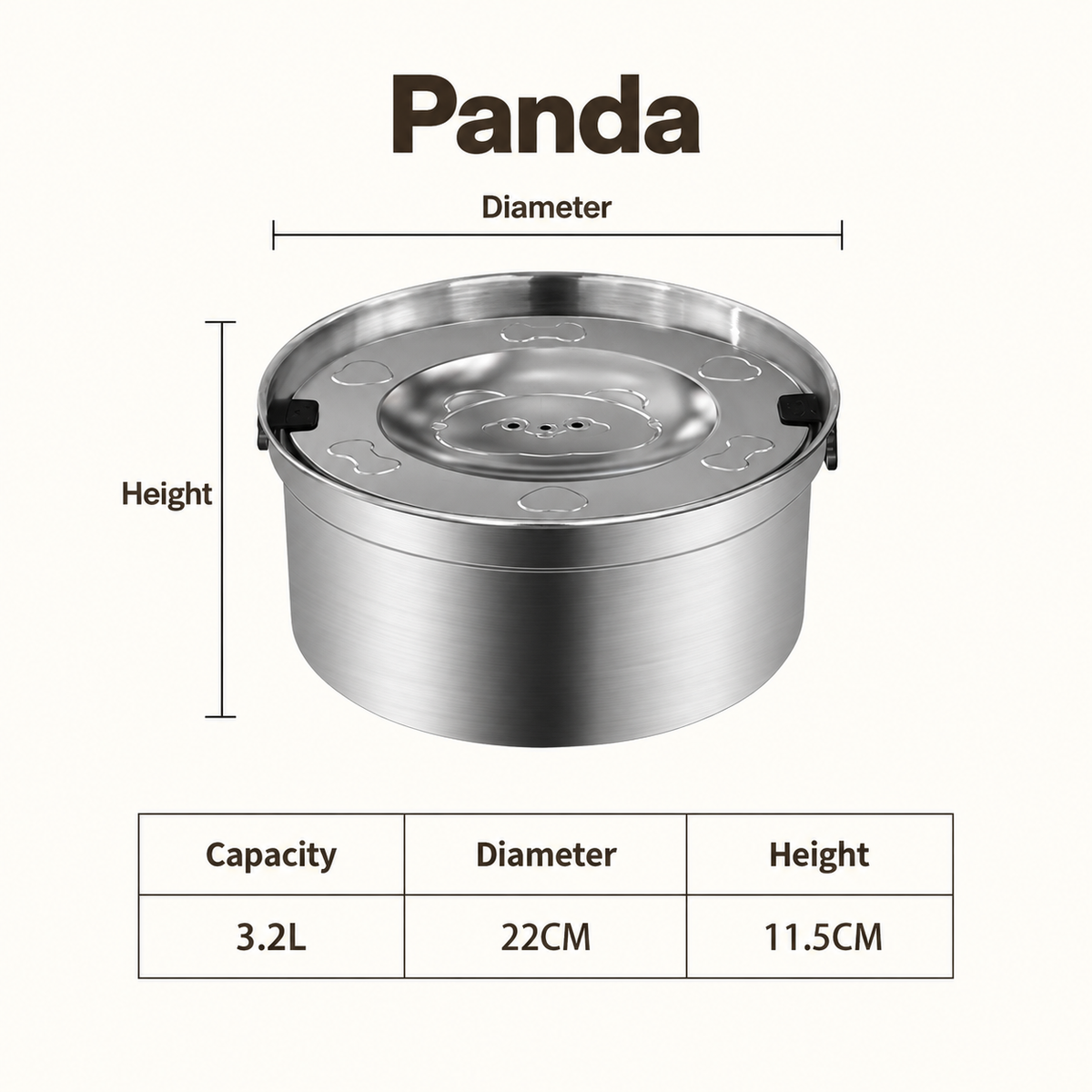 No Spill Dog Water Bowl 3.2L Stainless Steel with Floating Disk and 4 Animal Lids