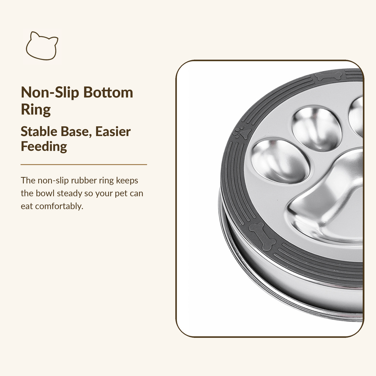 304 Stainless Steel Slow Feeder Dog Bowl 22 cm Round Reversible for Fast Eaters
