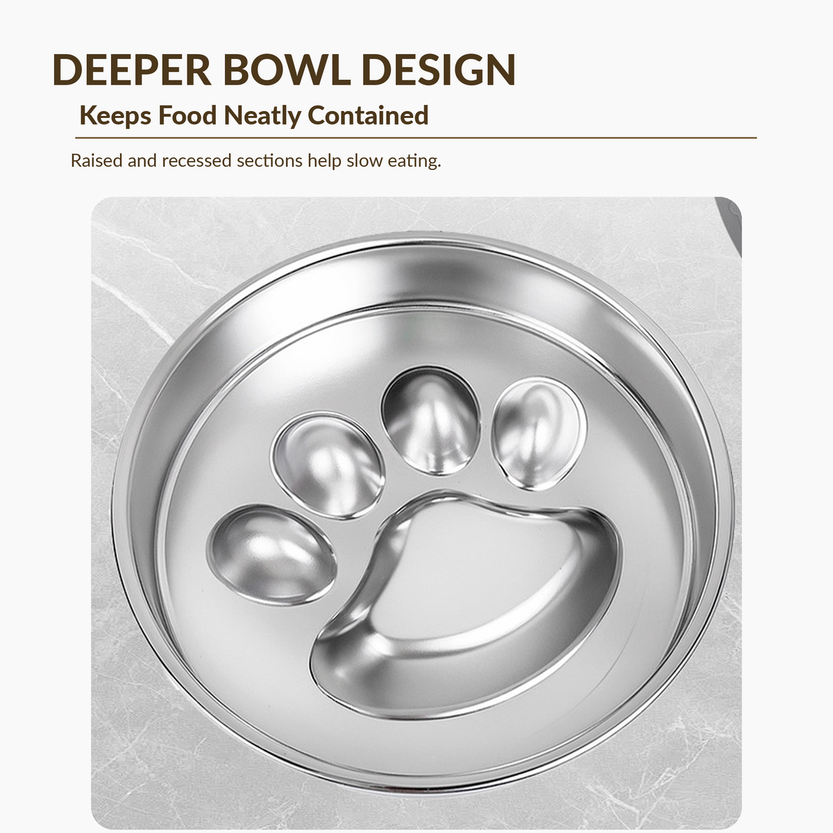 304 Stainless Steel Slow Feeder Dog Bowl 22 cm Round Reversible for Fast Eaters