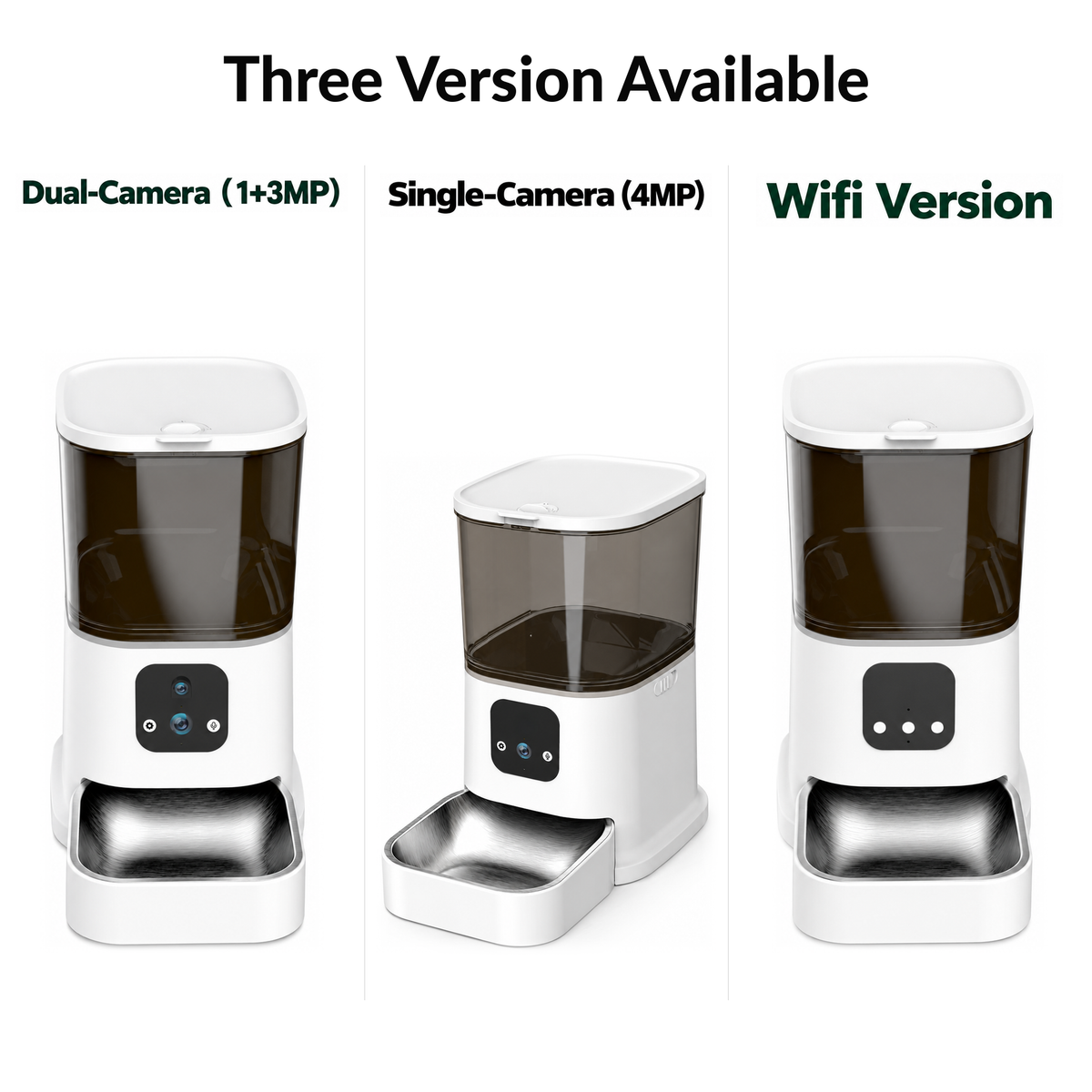 Automatic Pet Feeder with Dual-Lens Camera and 304 Stainless Steel Bowl for Cats and Dogs