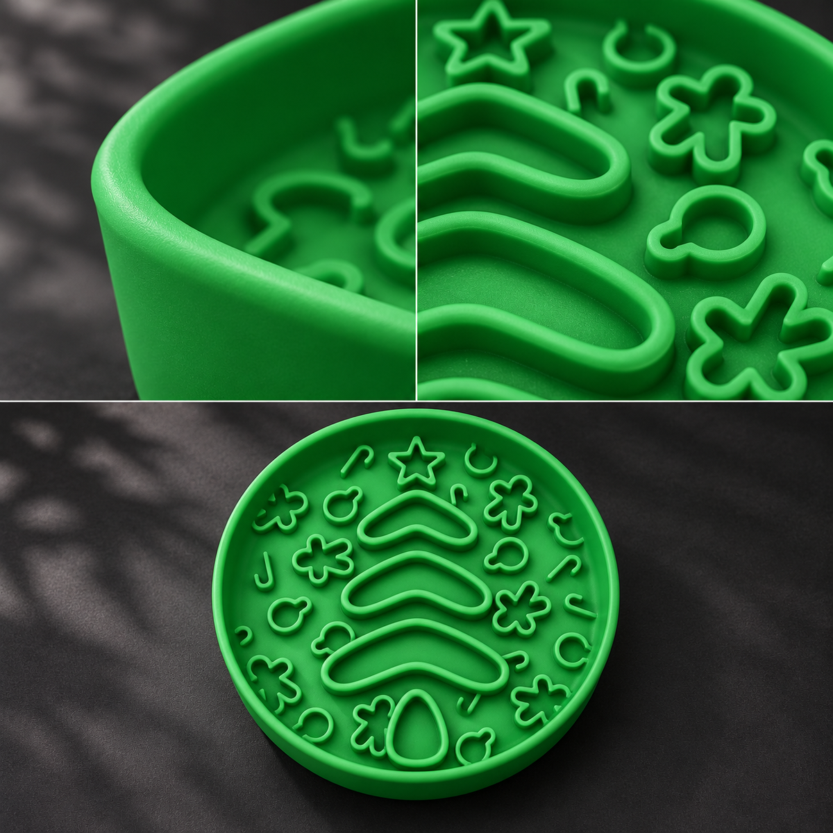 Comedero lento de silicona para Navidad para perros y gatos en rojo, verde y gris