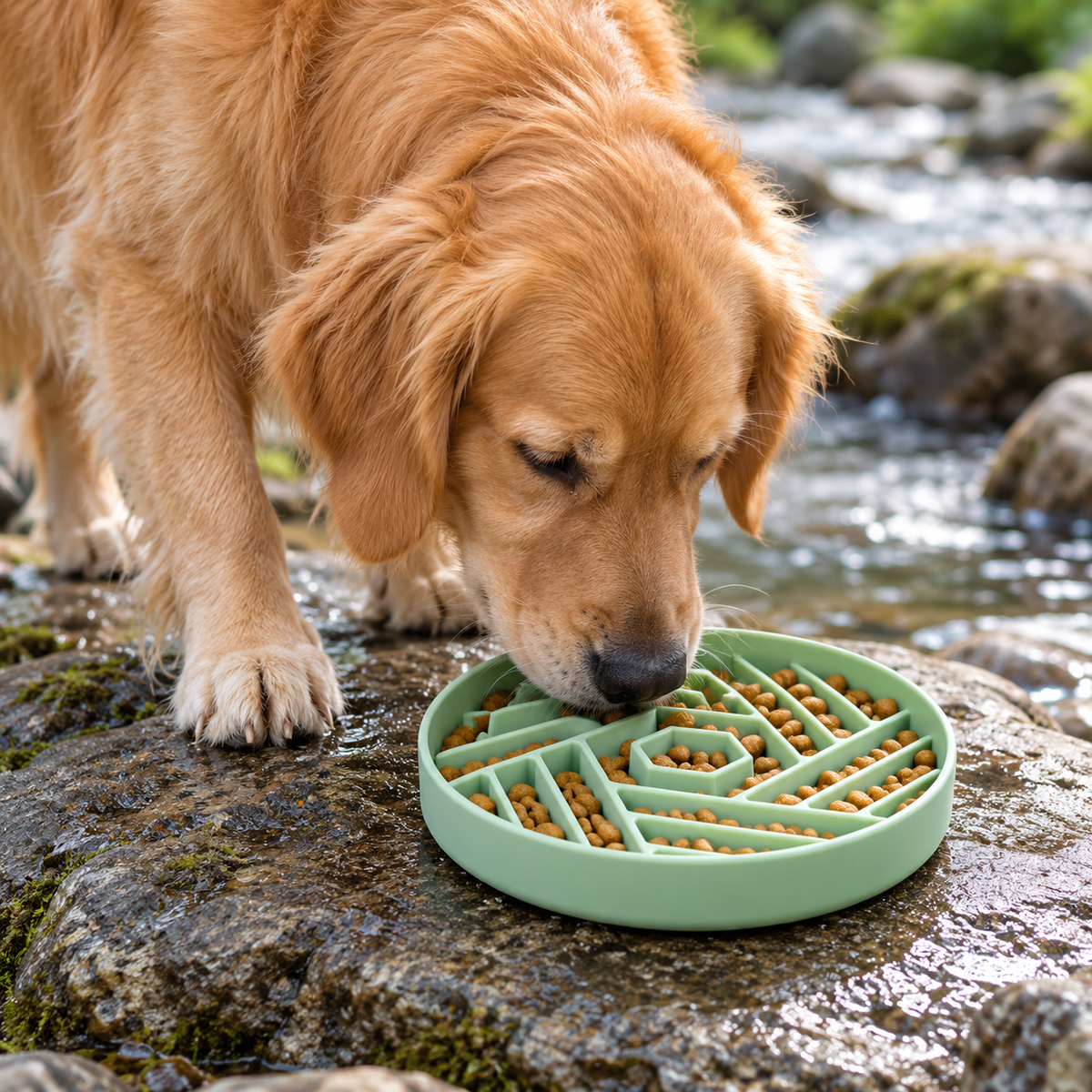 Hexagonal Silicone Slow Feeder Dog Bowl 190 mm Maze Bowl for Wet and Dry Food
