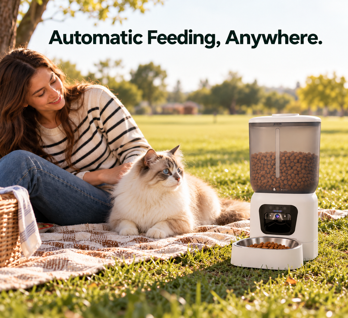 Comedero automático inteligente para mascotas con cámara HD y control por aplicación para gatos y perros