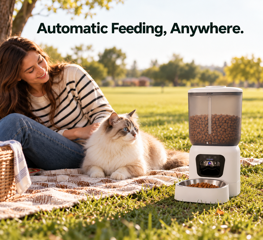 Smart Automatic Pet Feeder with HD Camera and App Control for Cats and Dogs