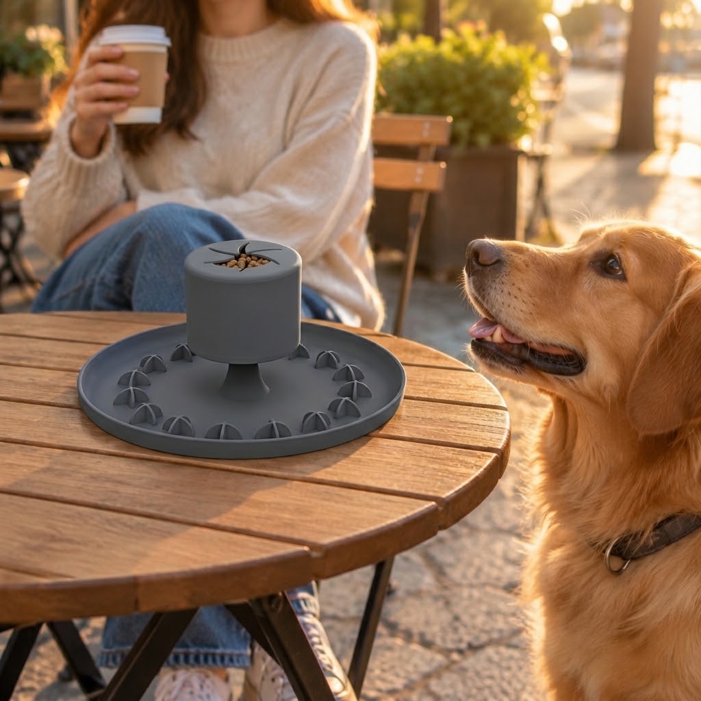 Shake and Dispense Silicone Slow Feeder Dog Toy with Suction Base