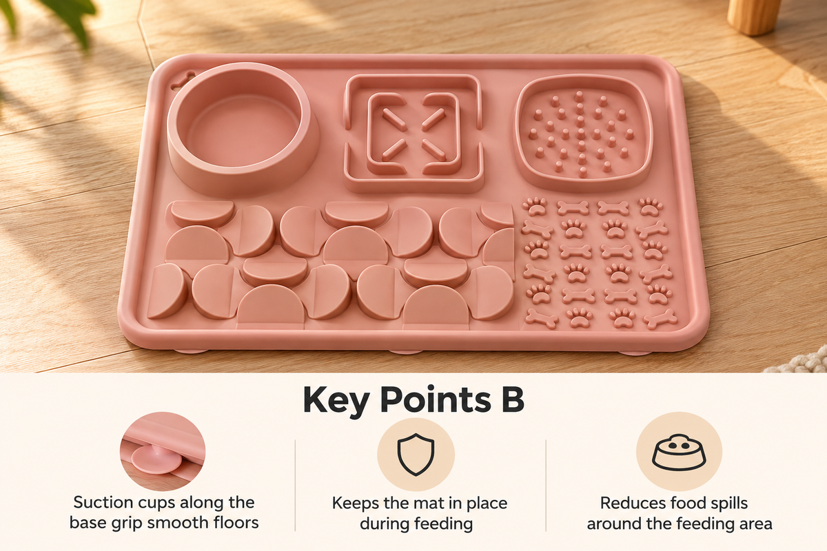 Multi-Zone Silicone Slow Feeder Lick Mat with Snuffle Grid and Water Bowl for Cats