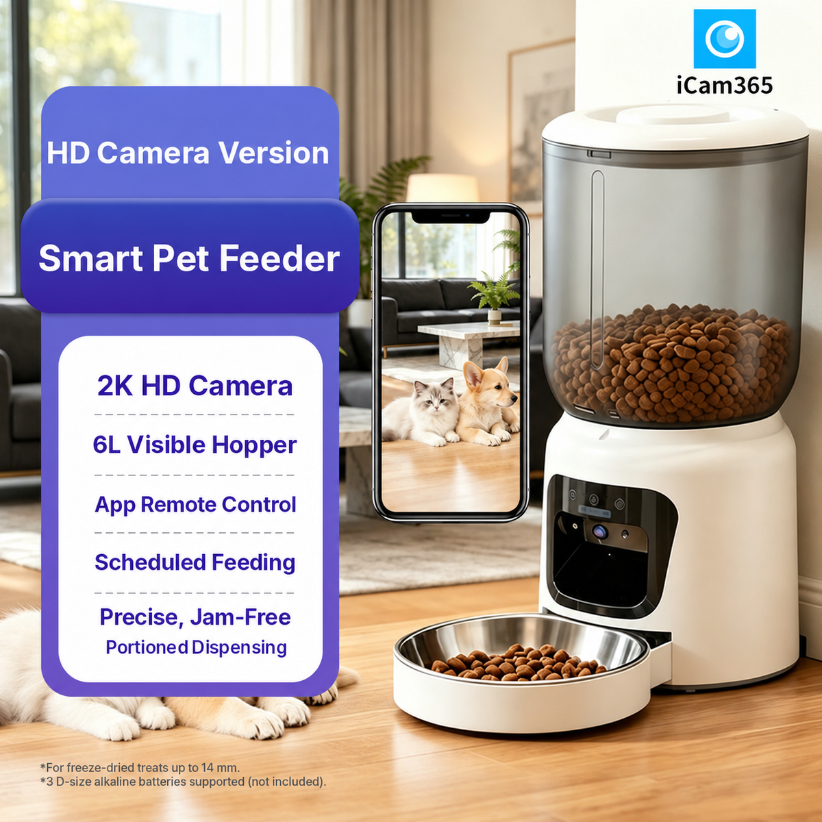 Comedero automático inteligente para mascotas con cámara HD y control por aplicación para gatos y perros