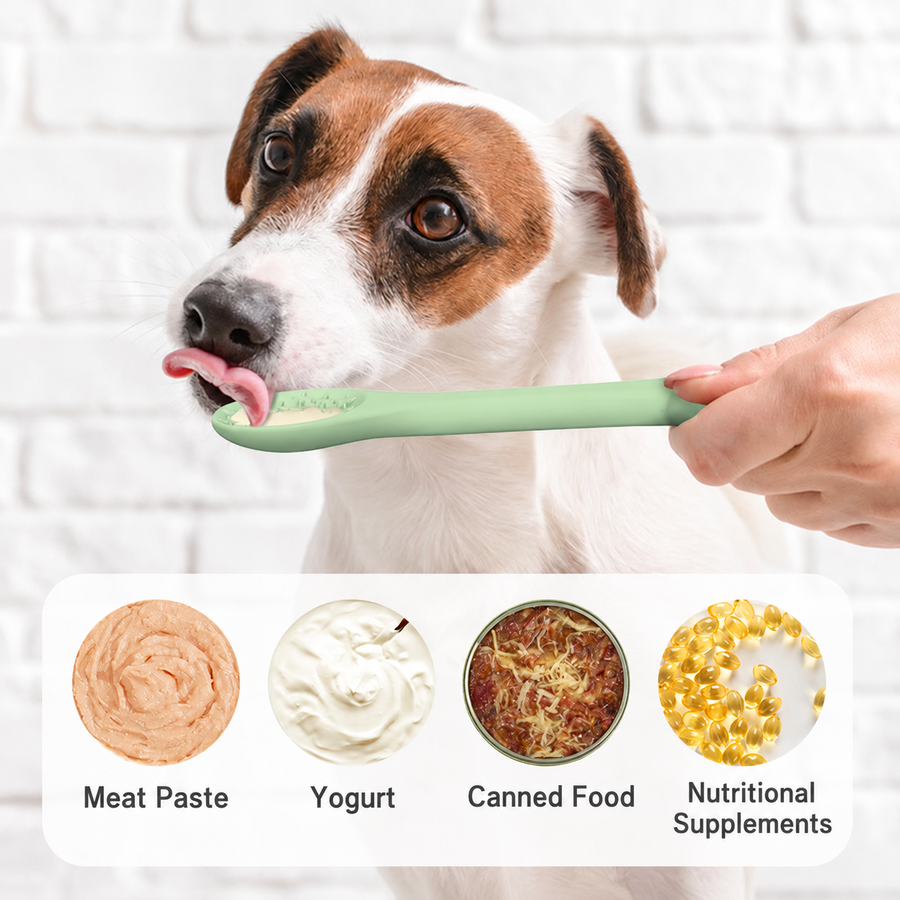 Handheld Silicone Slow Feeder Lick Spoon with Cross Posts for Cats and Dogs