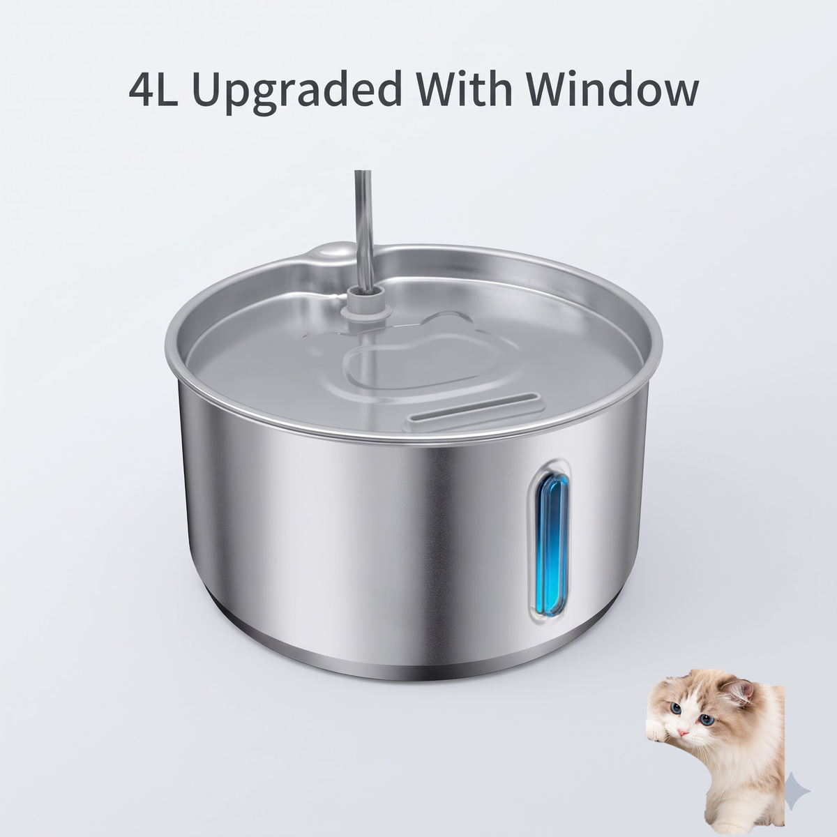 11L/ 8L/ 4L/ 2.2L/ Stainless Steel Pet Water Fountain with Faucet Spout for Large Dogs