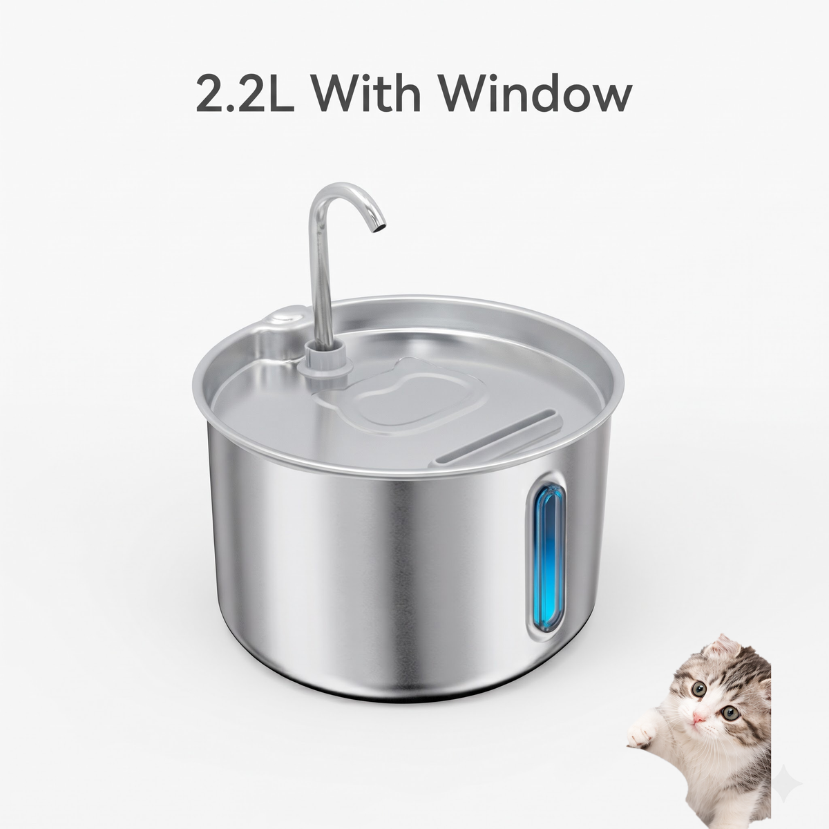 11L/ 8L/ 4L/ 2.2L/ Stainless Steel Pet Water Fountain with Faucet Spout for Large Dogs