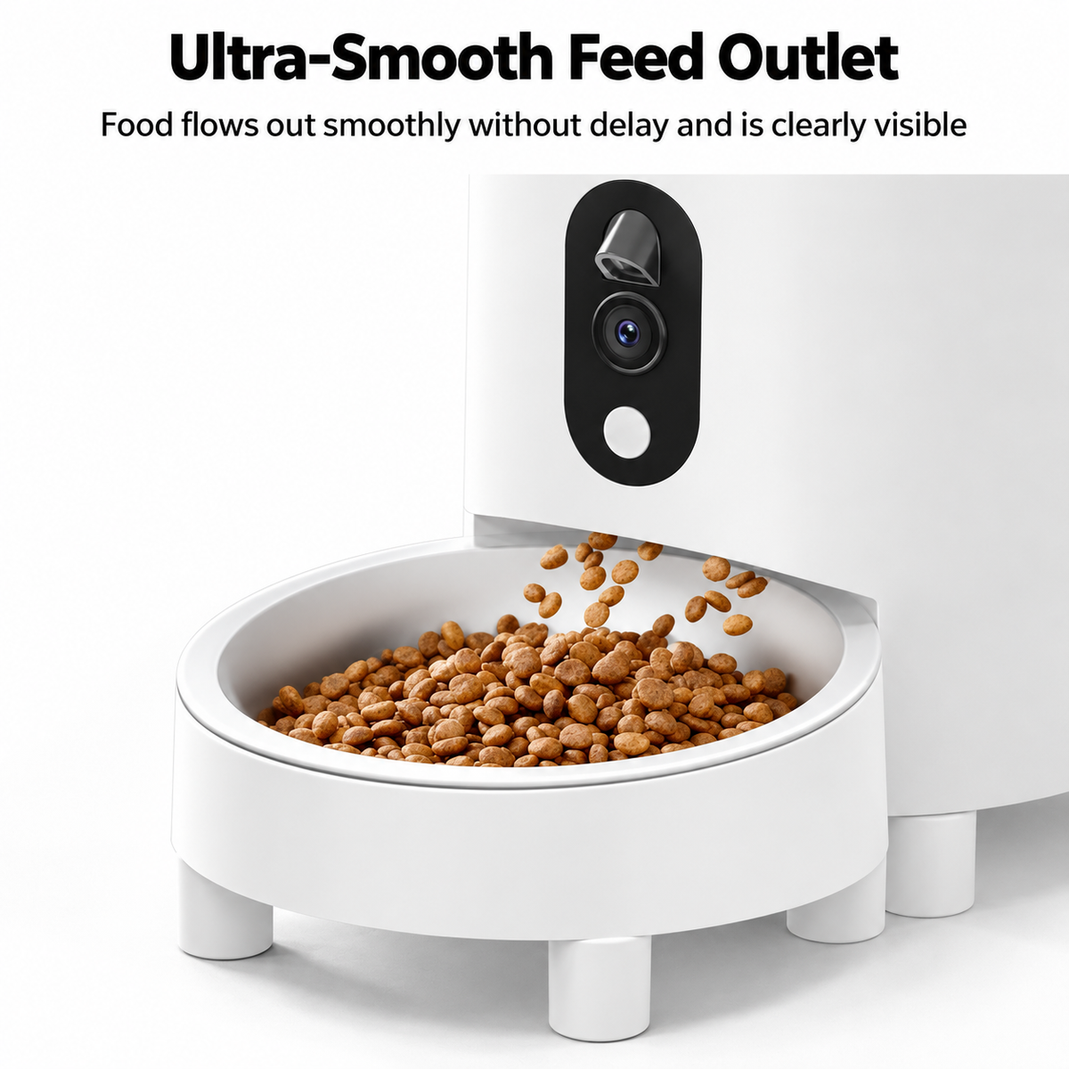Dual Camera Automatic Pet Feeder with ABS Hopper and App Timed Feeding for Cats