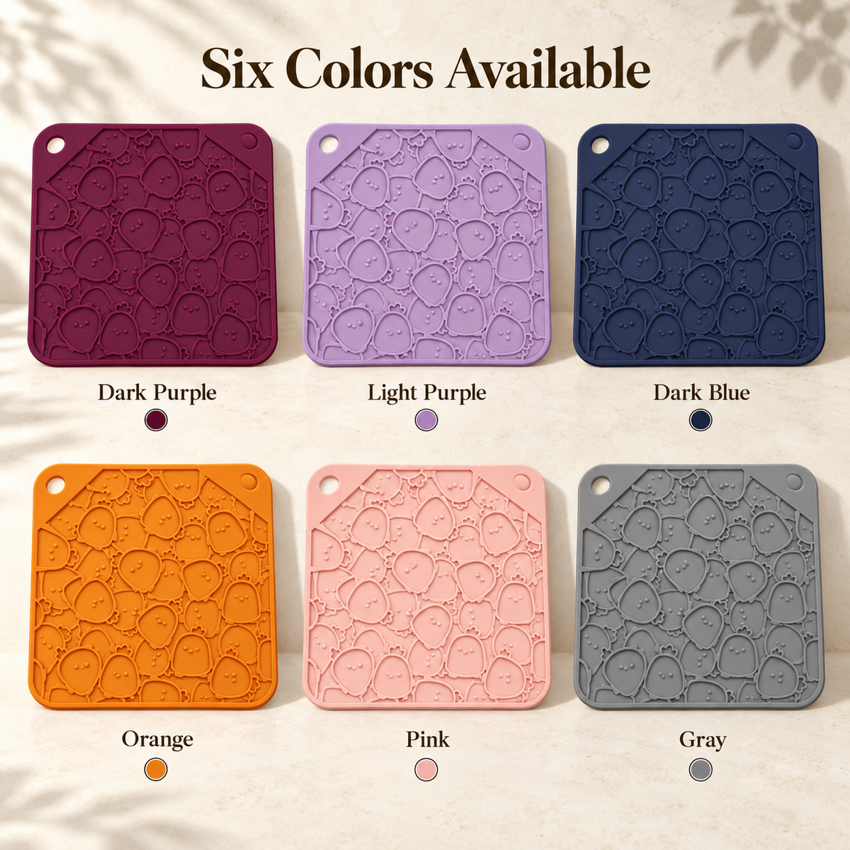 Chicken Embossed Silicone Lick Mat Slow Feeder for Dogs and Cats 195 mm Square
