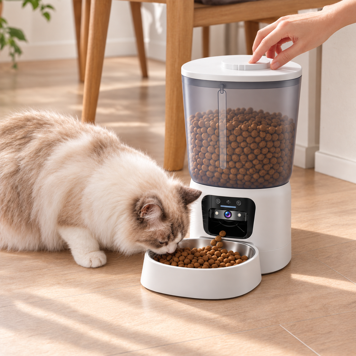 Comedero automático inteligente para mascotas con cámara HD y control por aplicación para gatos y perros