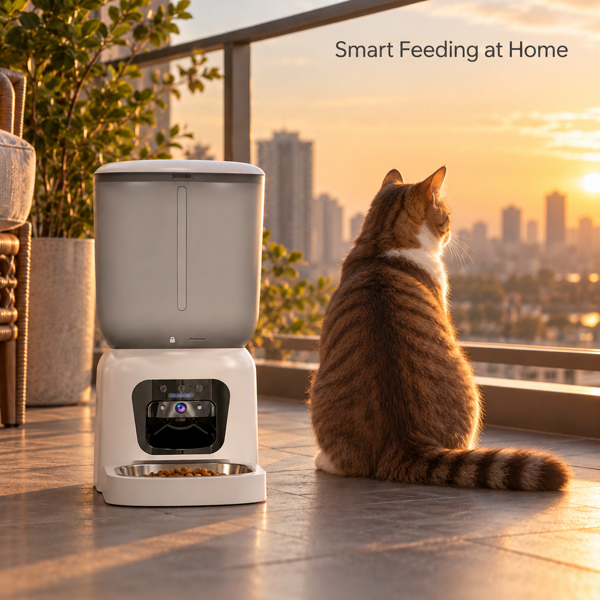 Comedero automático inteligente para mascotas con cámara HD y control por aplicación para gatos y perros