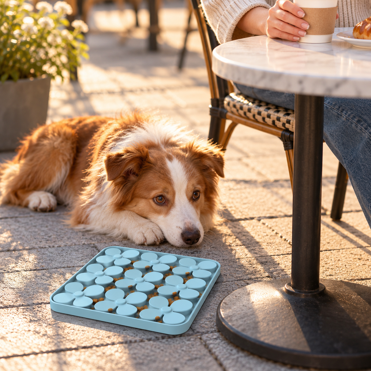 Silicone Flower Snuffle Mat for Dogs and Cats 205 mm Square Foraging Pad with 9 Pockets