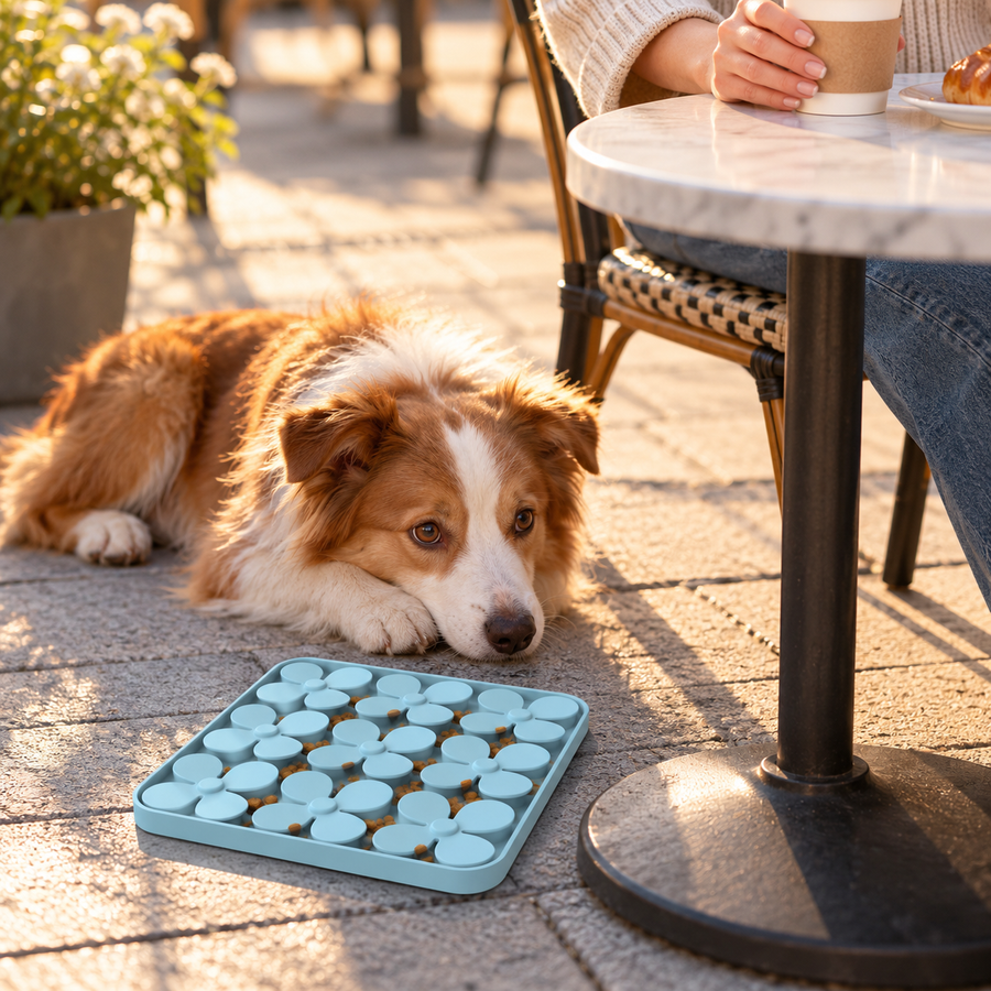 Silicone Flower Snuffle Mat for Dogs and Cats 205 mm Square Foraging Pad with 9 Pockets