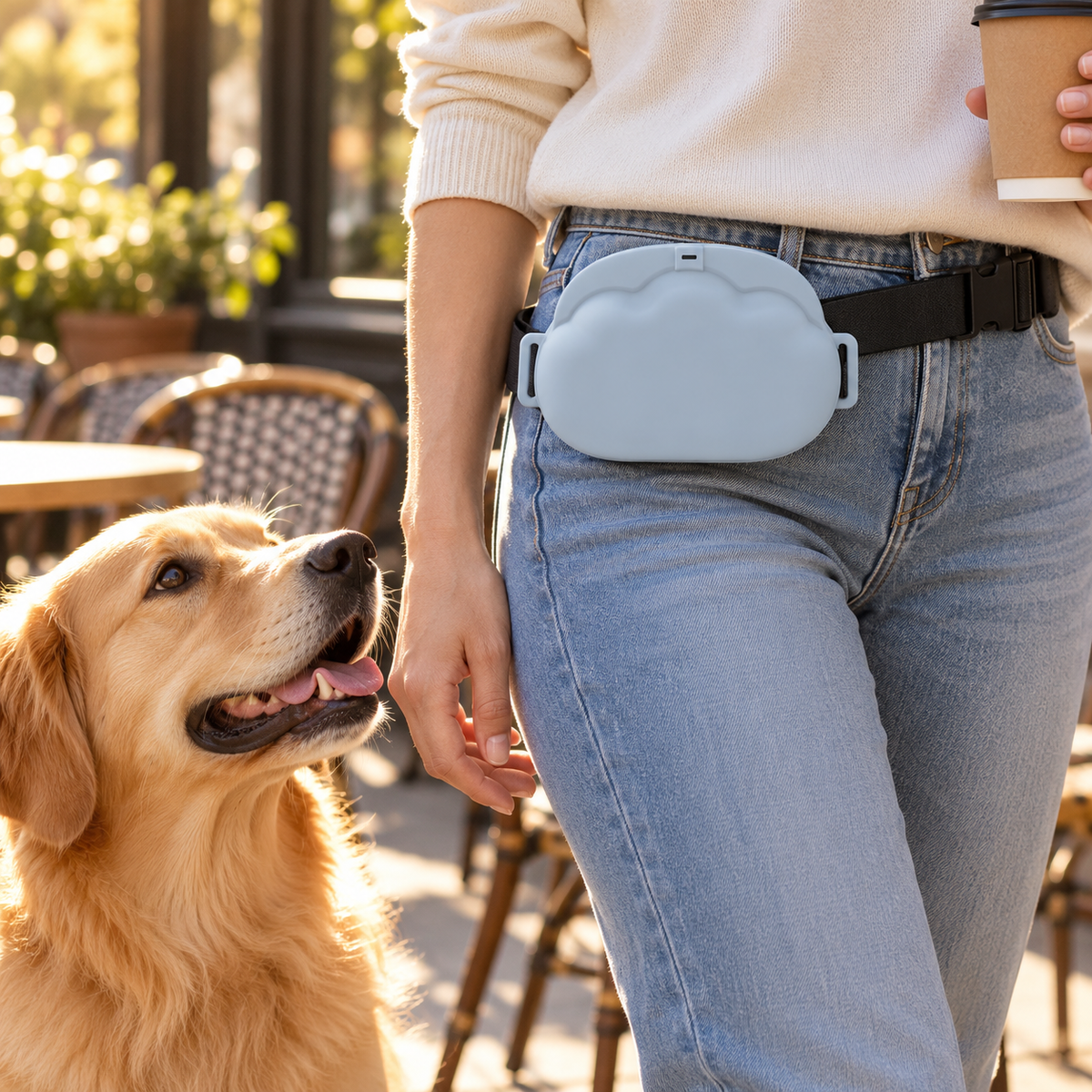 Bolsa de silicona para premios de perro y adiestramiento con tapa magnética y cinturón para paseos