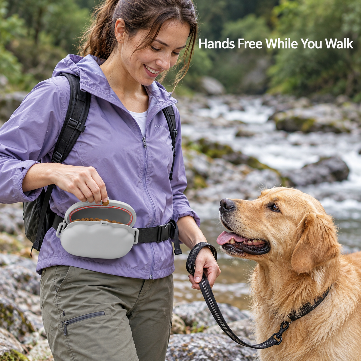 Bolsa de silicona para premios de perro y adiestramiento con tapa magnética y cinturón para paseos