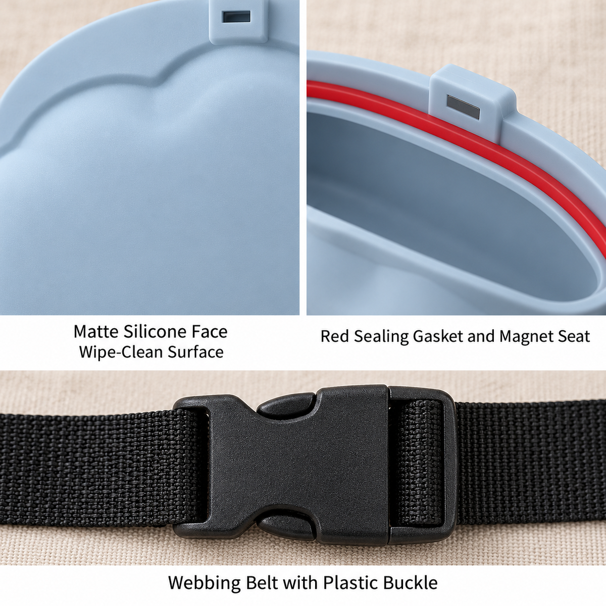 Bolsa de silicona para premios de perro y adiestramiento con tapa magnética y cinturón para paseos