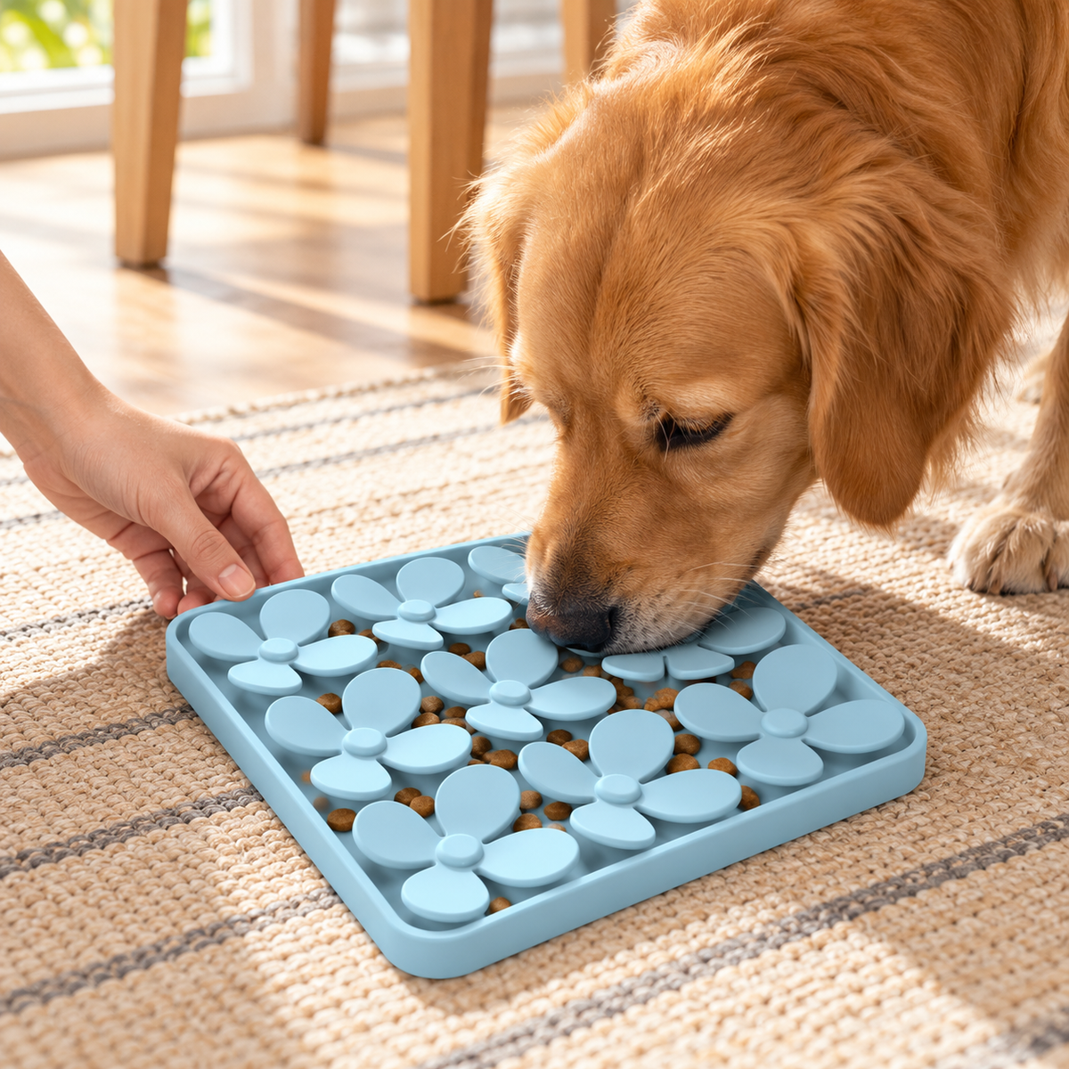 Silicone Flower Snuffle Mat for Dogs and Cats 205 mm Square Foraging Pad with 9 Pockets