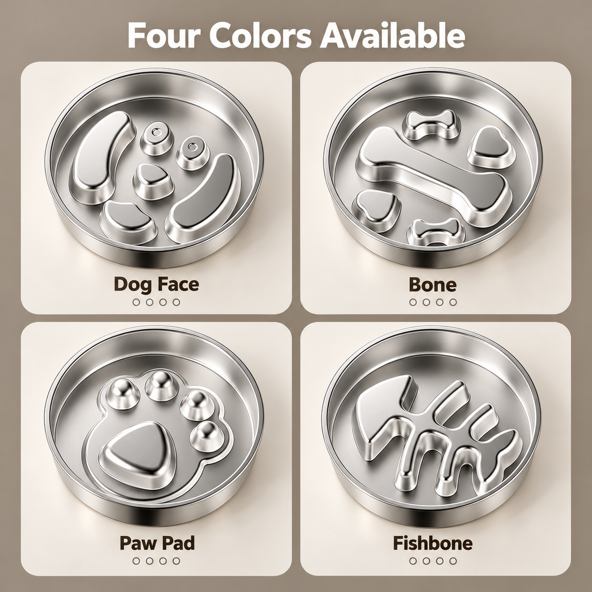 304 Stainless Steel Slow Feeder Dog Bowl with Double-Sided Snack Tray