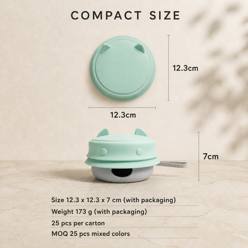3-in-1 Collapsible Silicone Dog Travel Bowl with Food and Poop Bag Storage