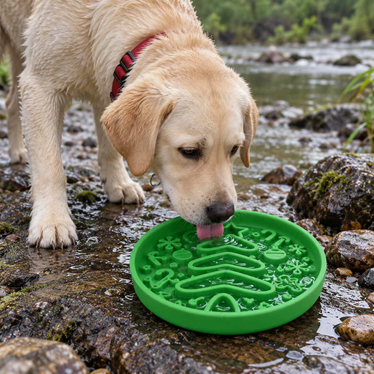 Comedero lento de silicona para Navidad para perros y gatos en rojo, verde y gris