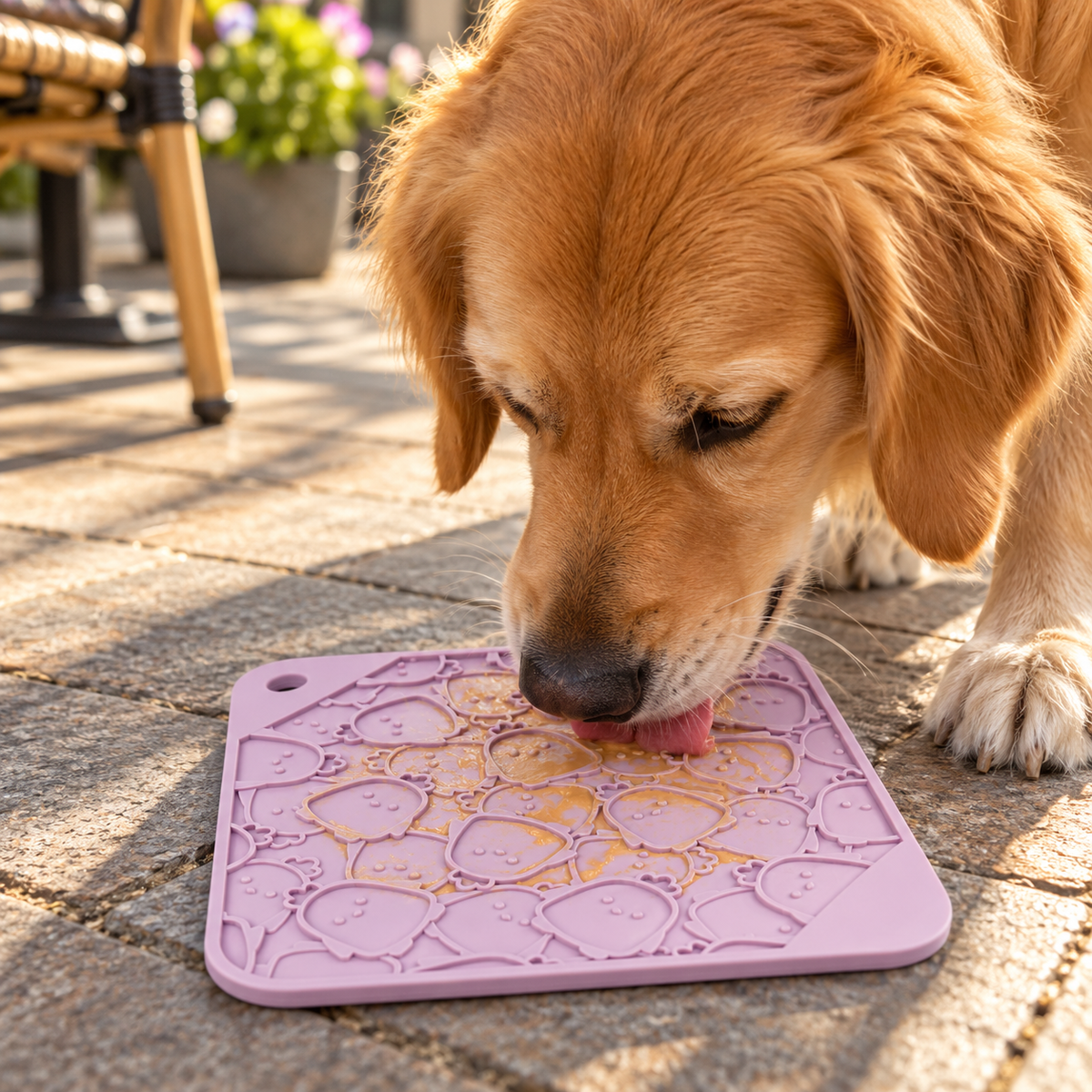 Chicken Embossed Silicone Lick Mat Slow Feeder for Dogs and Cats 195 mm Square